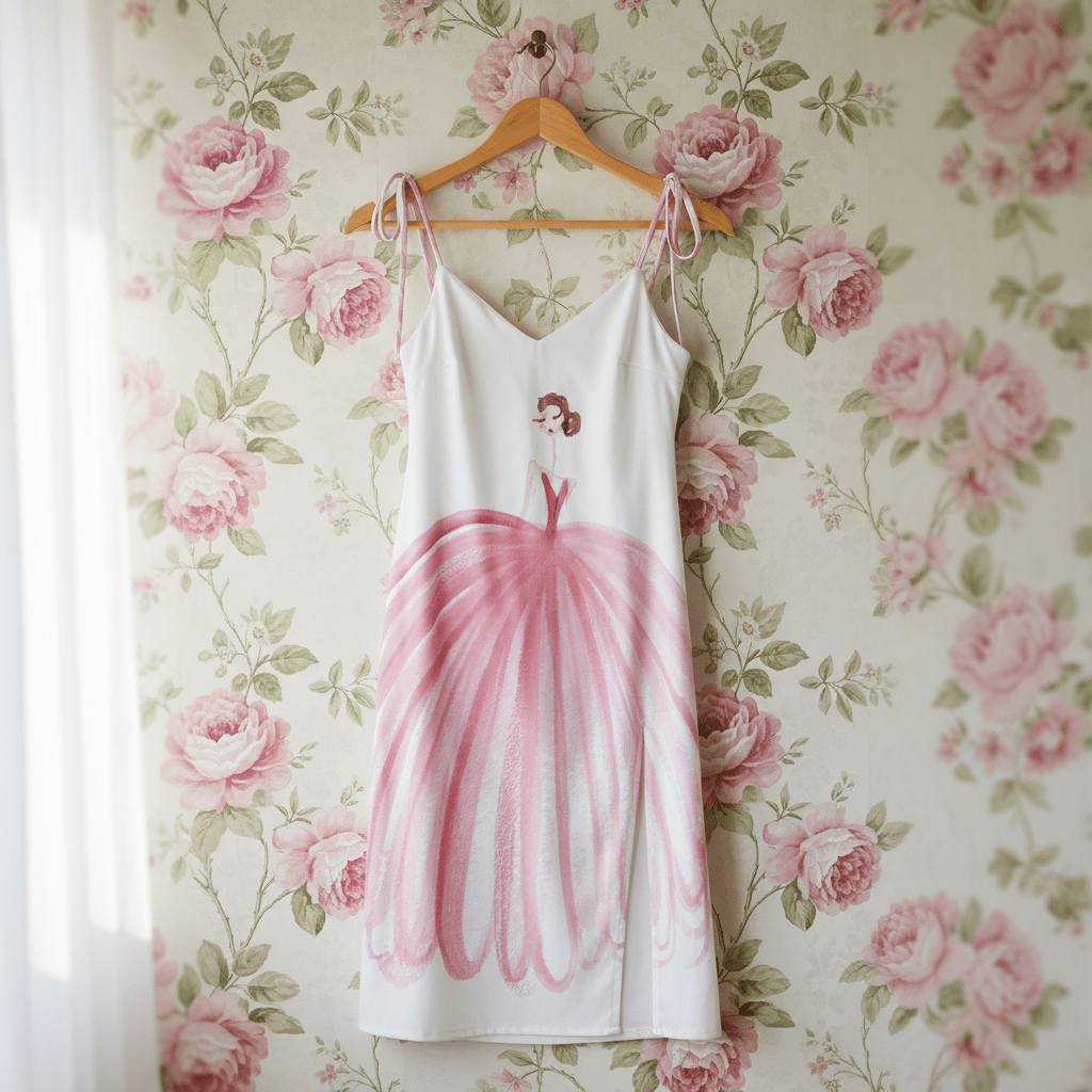 DOLLY Watercolor Pink Ballgown Ballerina Women's Tie Strap Split Dress