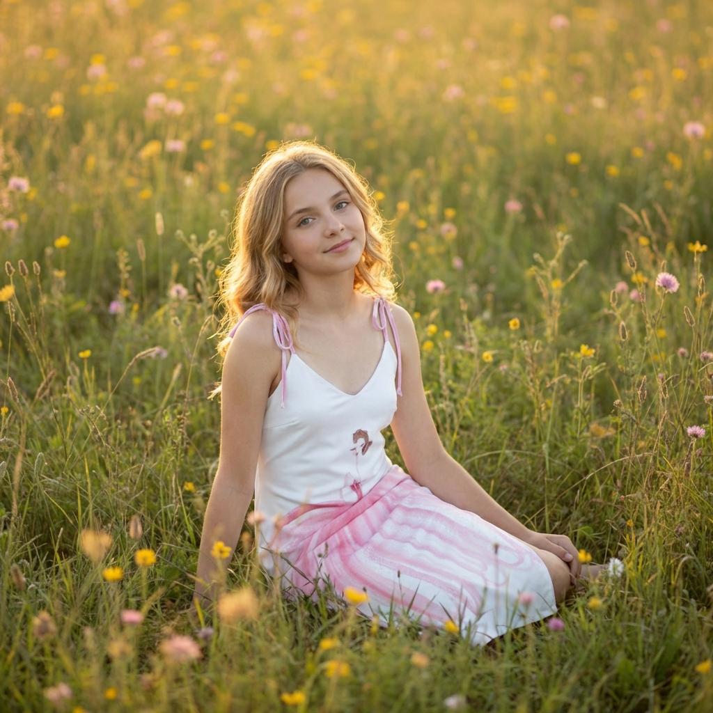 DOLLY Watercolor Pink Ballgown Ballerina Women's Tie Strap Split Dress