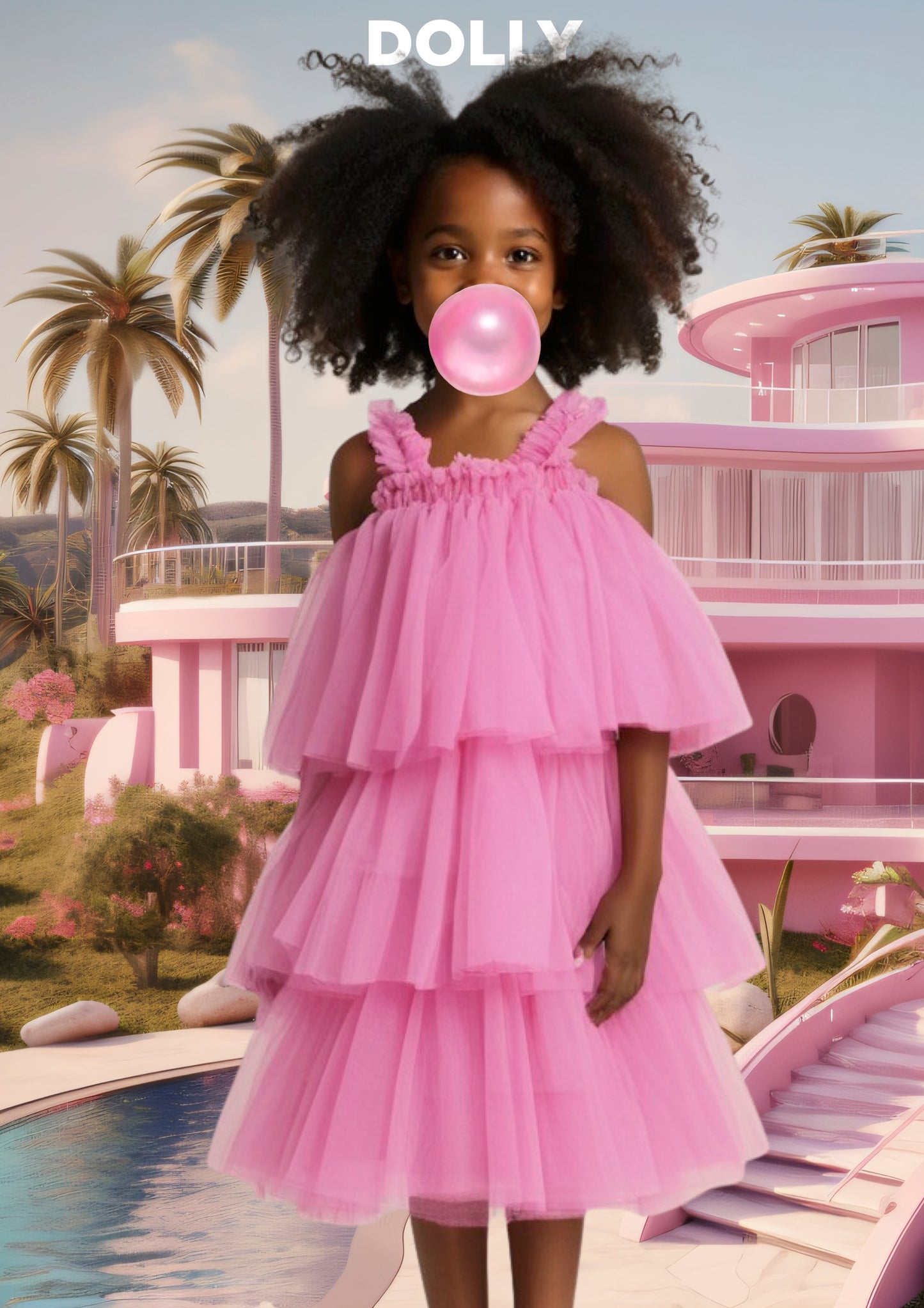 DOLLY PINK PLEASE! 'I BELIEVE IN PINK' MAXI DRESS Aurora Bubblegum pink
