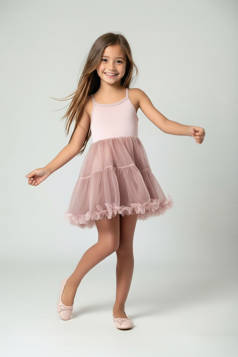 DOLLY by Le Petit Tom ® CLASSIC BALLERINAS WITH LACE UP RIBBONS Dollypink