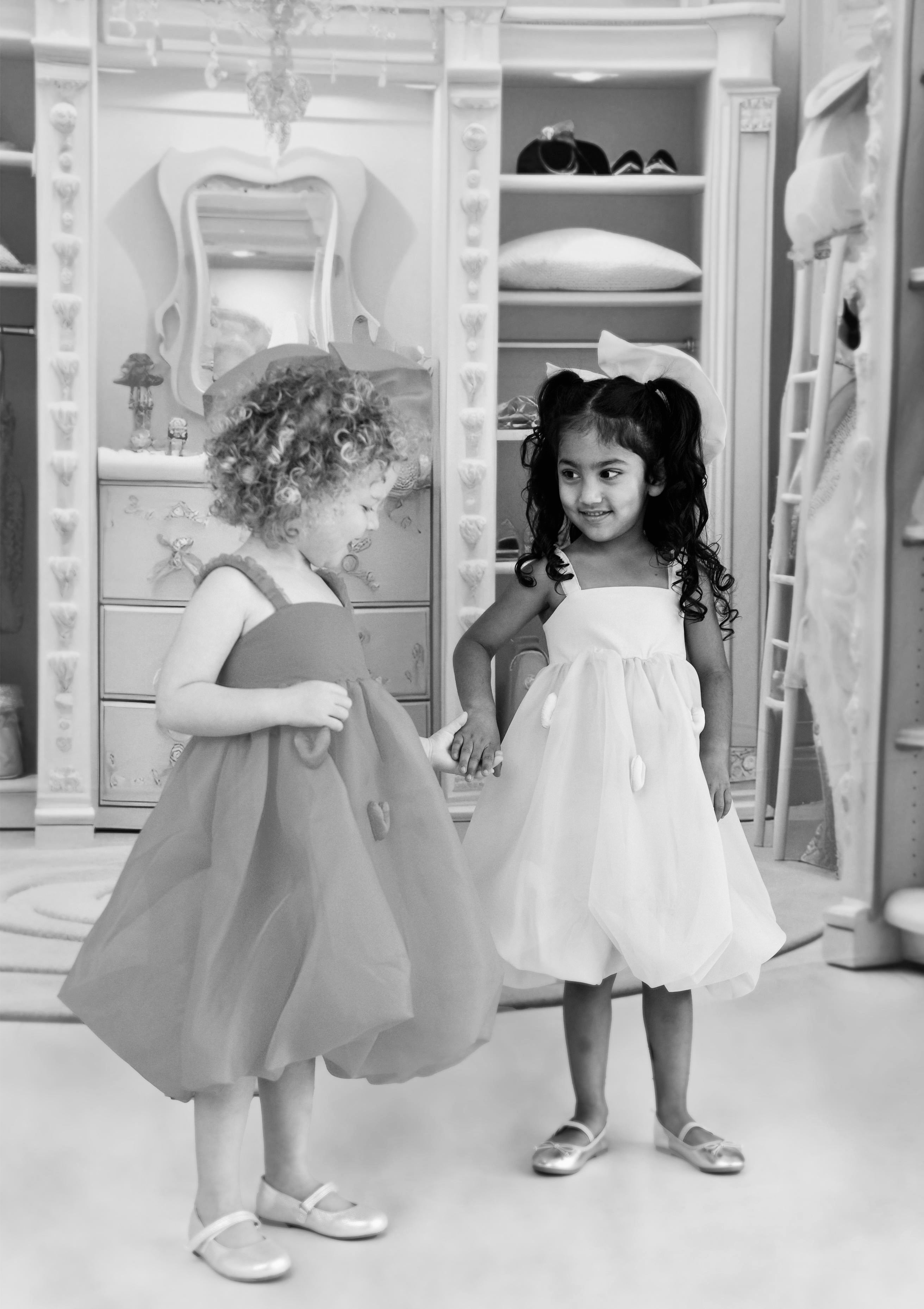 DOLLY WORLD HEART BALLOON ORGANZA DRESS WITH COTTON BODY white
