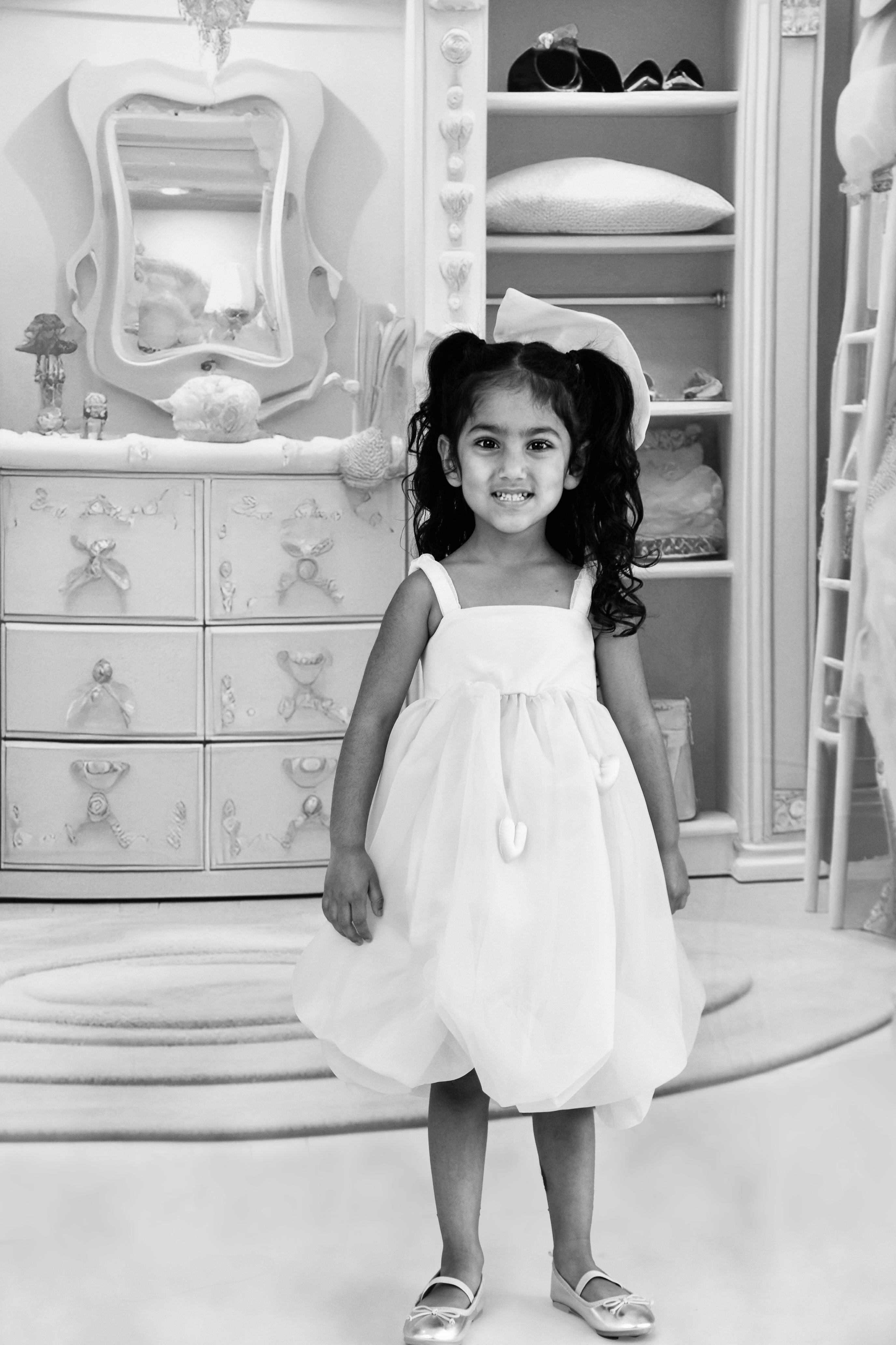 DOLLY WORLD HEART BALLOON ORGANZA DRESS WITH COTTON BODY white