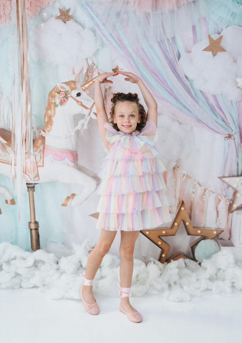 DOLLY® UNICORN RAINBOW PASTELS 🦄 🌈 TUTULLY TIERED TUTU DRESS rainbow