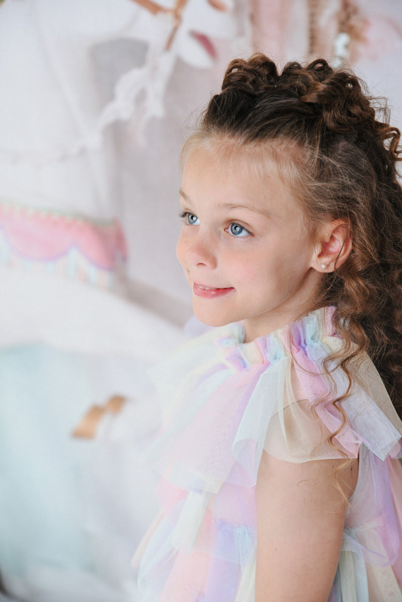 DOLLY® UNICORN RAINBOW PASTELS 🦄 🌈 TUTULLY TIERED TUTU DRESS rainbow