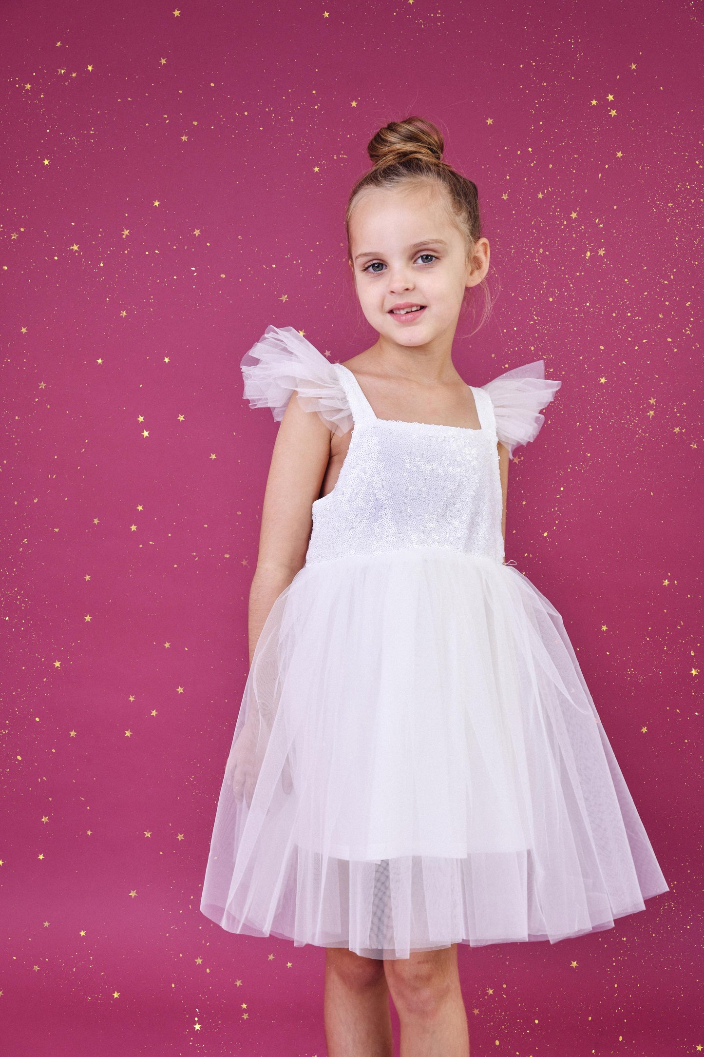 DOLLY UNIVERSE SEQUIN GLITTER GALAXY TUTU DRESS white