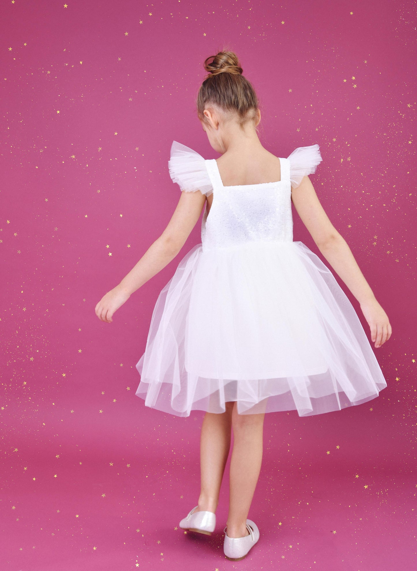 DOLLY UNIVERSE SEQUIN GLITTER GALAXY TUTU DRESS white