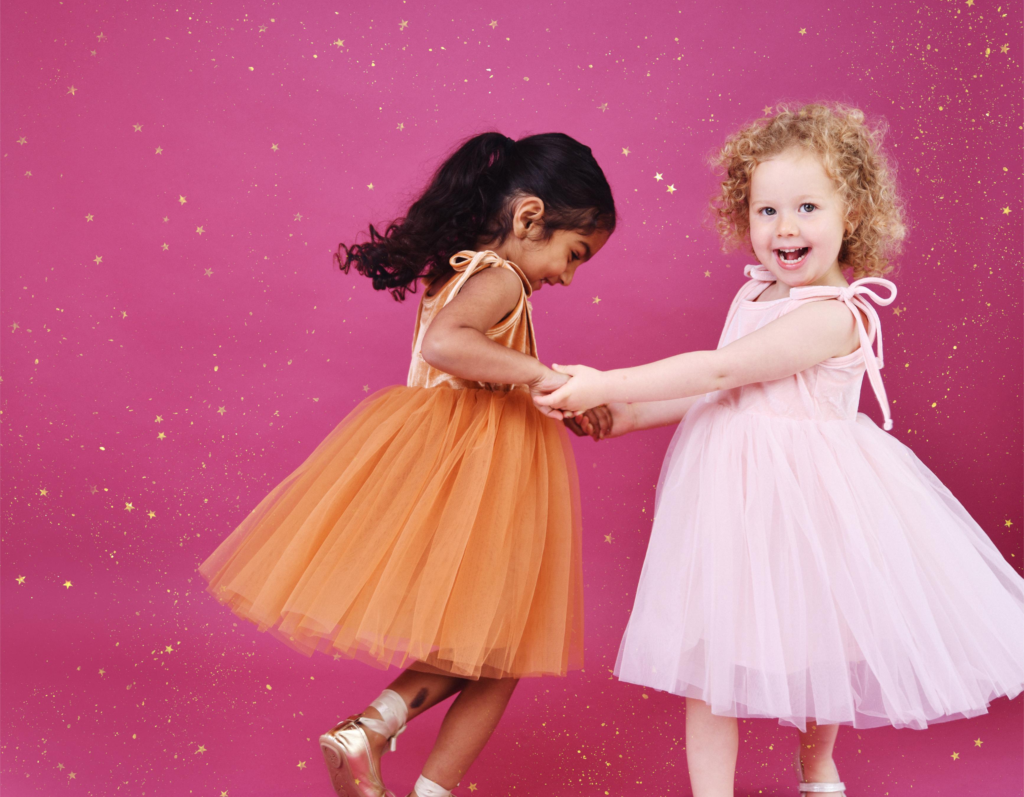 DOLLY VELVET COSMIC STRINGS TUTU DRESS caramel