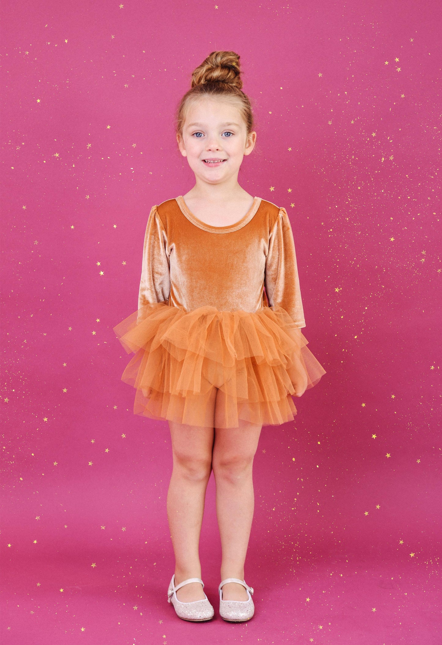 DOLLY UNIVERSE VELVET PLANET TUTU DRESS caramel
