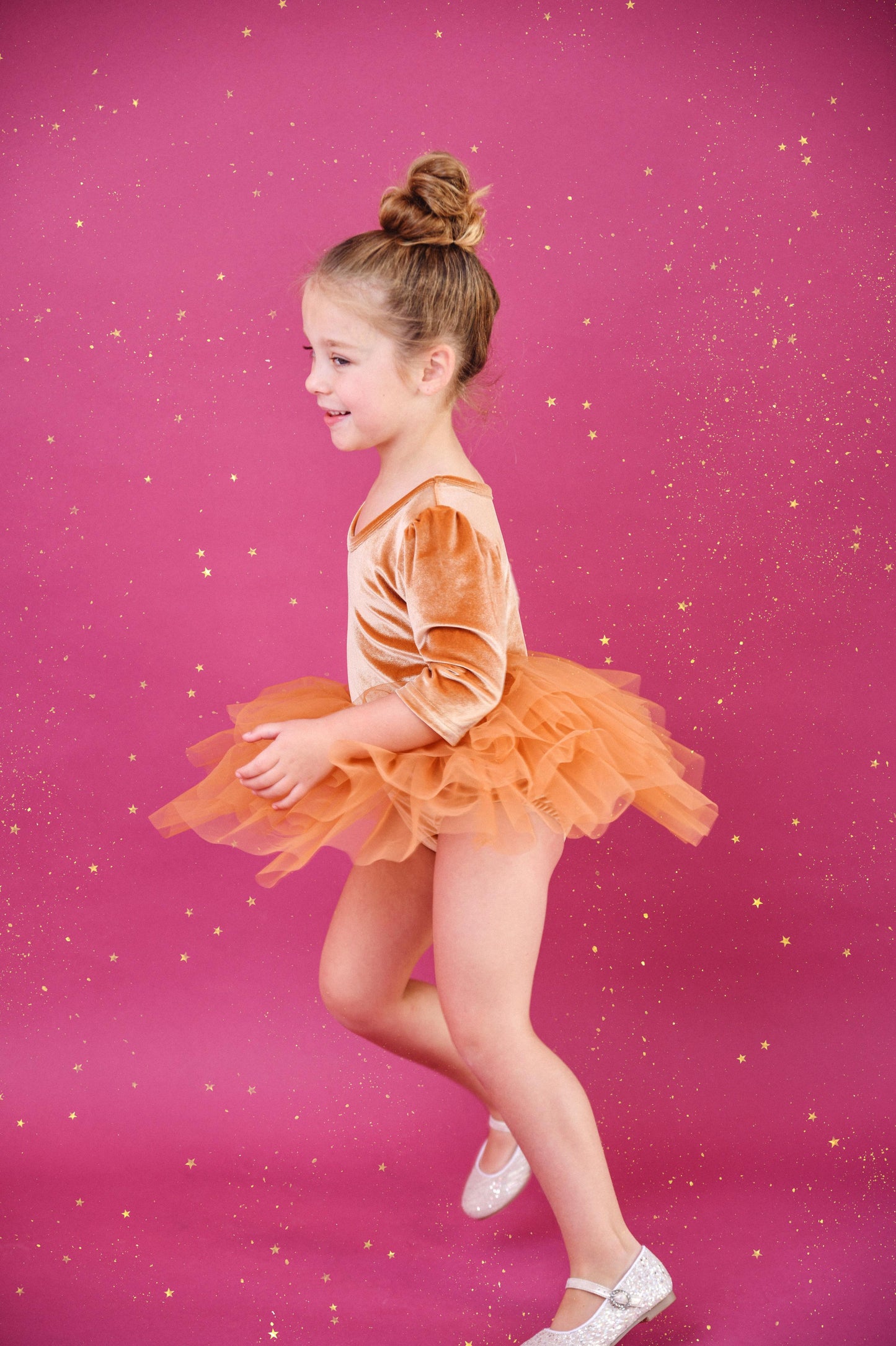 DOLLY UNIVERSE VELVET PLANET TUTU DRESS caramel