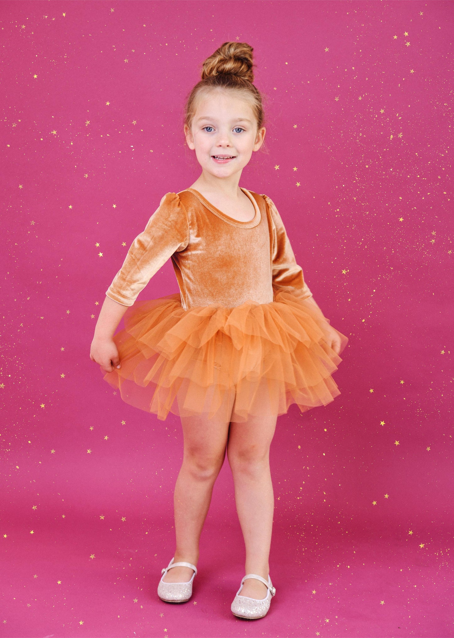 DOLLY UNIVERSE VELVET PLANET TUTU DRESS caramel