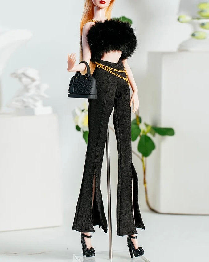 DOLLY® DOLL BARBIE CLOTHES SET KARL LAGERFELD WITH BLACK PANTSUIT + SHOES FOR 12 inch 30 cm 1/6 scale fashion dolls