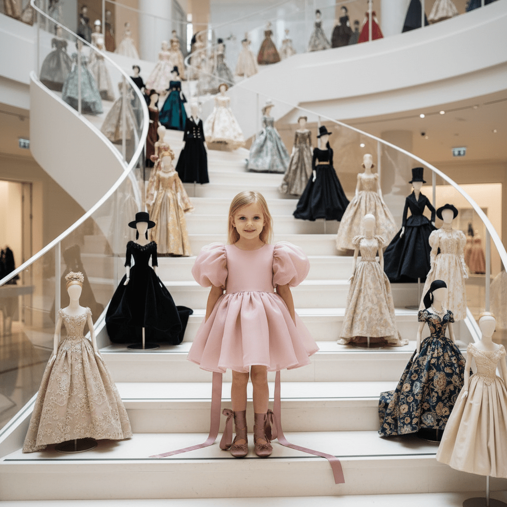 Young girl in a pink puff dress from DOLLY Le Petit Tom® 