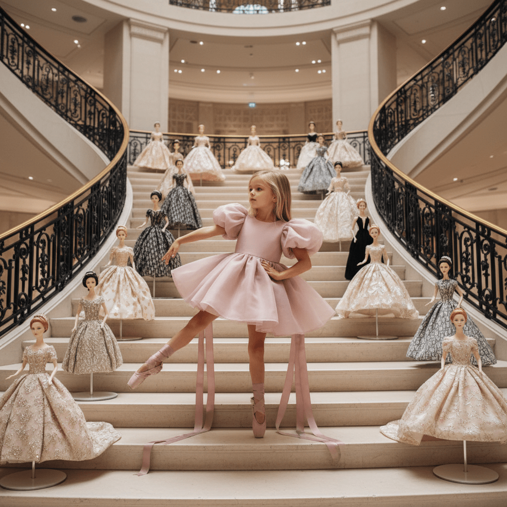 Young girl in a pink dress from DOLLY Le Petit Tom® .