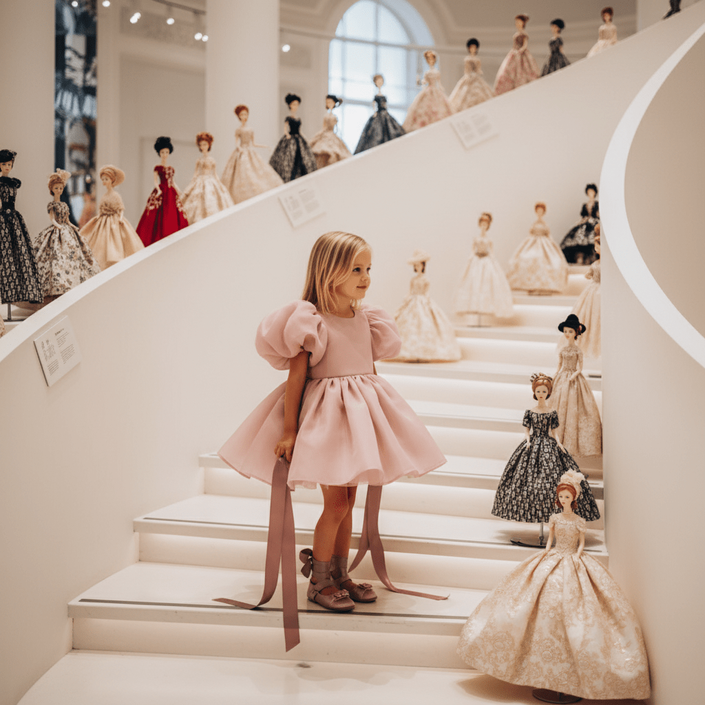 Young girl in a pink dress from DOLLY Le Petit Tom® 