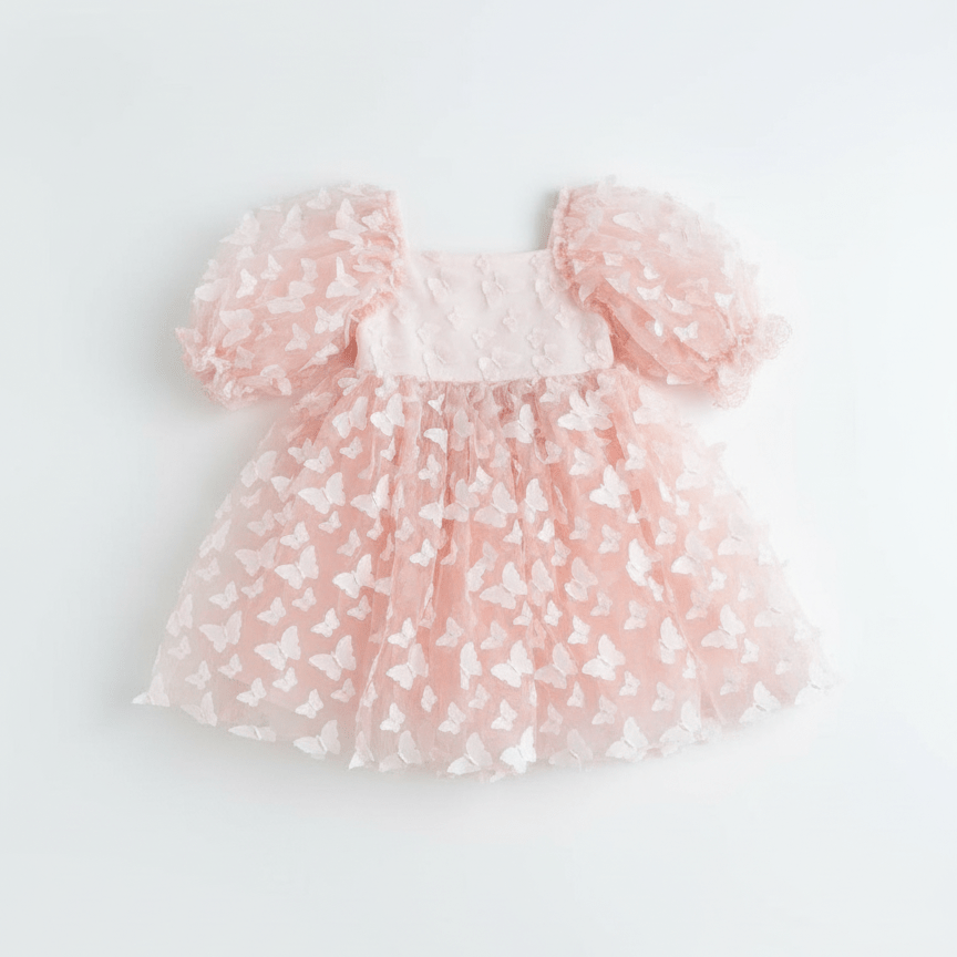 DOLLY by Le Petit Tom ® ALLOVER BUTTERFLIES BABYDOLL DRESS dollypink