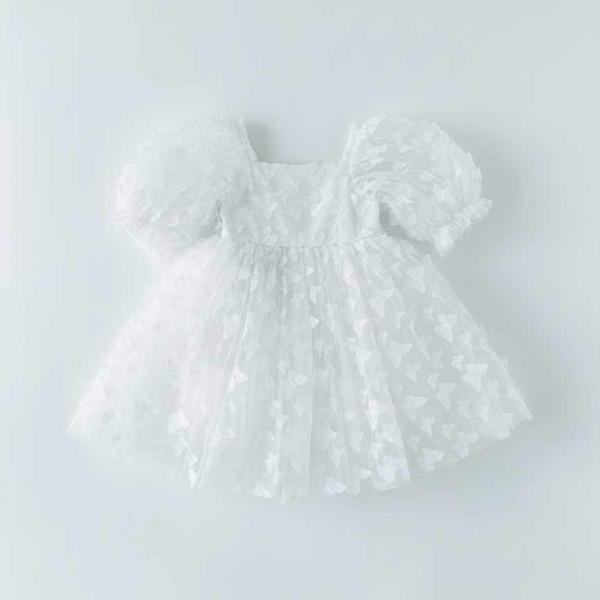 DOLLY ALLOVER BUTTERFLIES BABYDOLL DRESS white