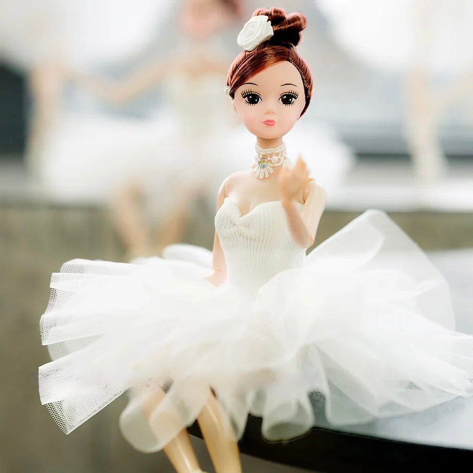 DOLLY® BALLERINA DOLL WITH WHITE TUTU DRESS - Bjd 12 joints 12 inch 30 cm 1/6 scale fashion doll