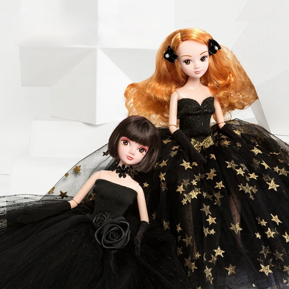 DOLLY® STAR DOLL WITH BLACK & GOLD STARS TUTU DRESS - Bjd 12 joints 12 inch 30 cm 1/6 scale fashion doll