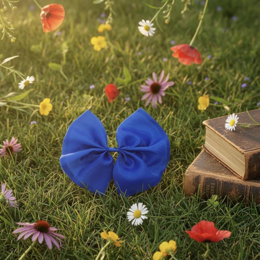 DOLLY BIG ORGANZA HAIR BOW royal blue