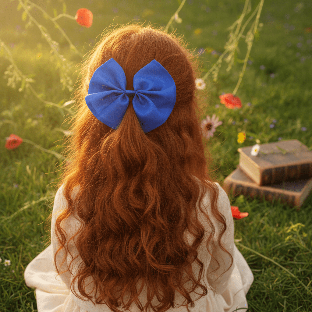 DOLLY BIG ORGANZA HAIR BOW royal blue