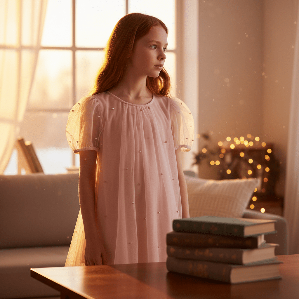 DOLLY® PEARL TULLE PUFF A-LINE DRESS dollypink  ⚪