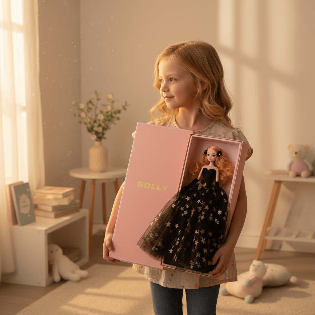 DOLLY® STAR DOLL WITH BLACK & GOLD STARS TUTU DRESS - Bjd 12 joints 12 inch 30 cm 1/6 scale fashion doll