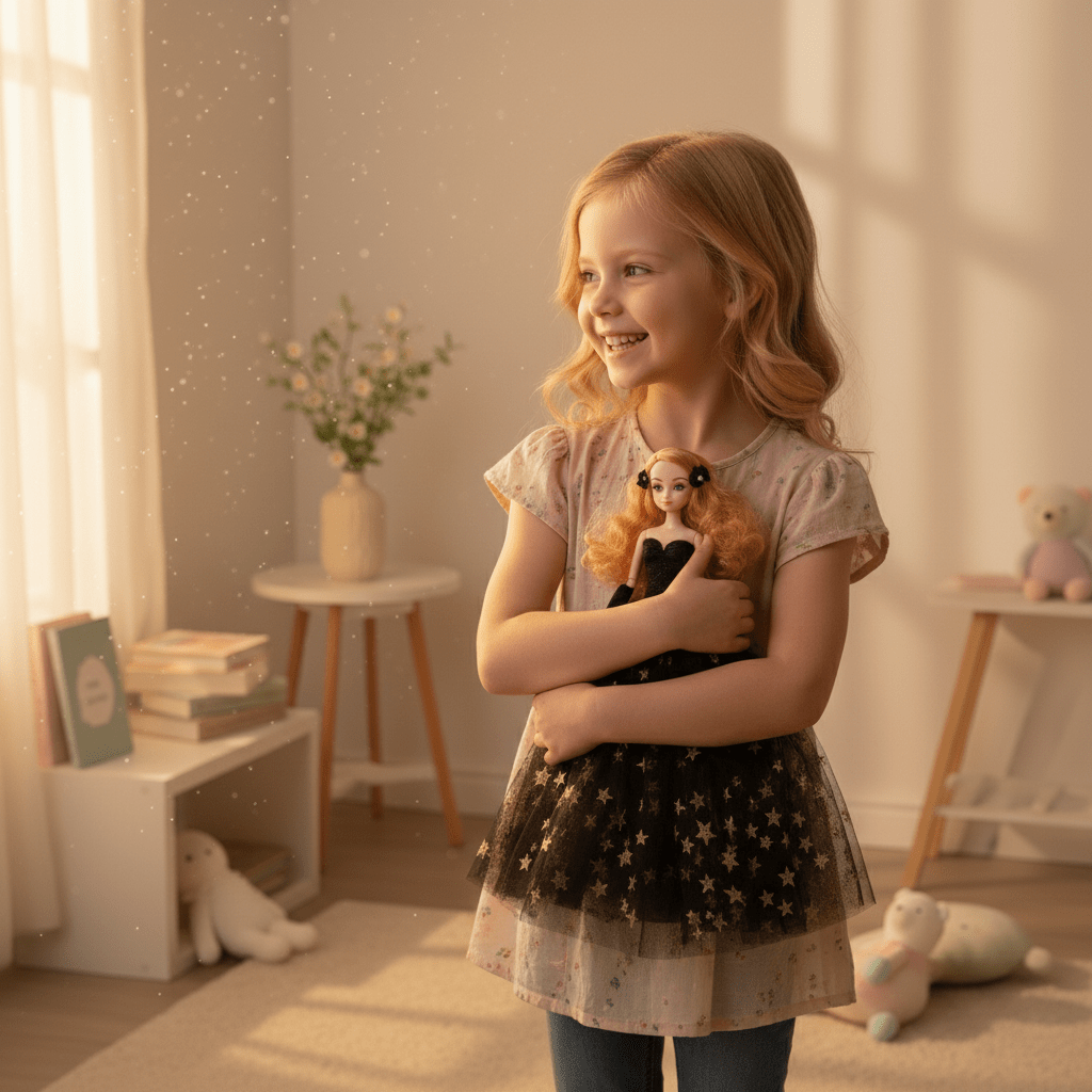 DOLLY® STAR DOLL WITH BLACK & GOLD STARS TUTU DRESS - Bjd 12 joints 12 inch 30 cm 1/6 scale fashion doll