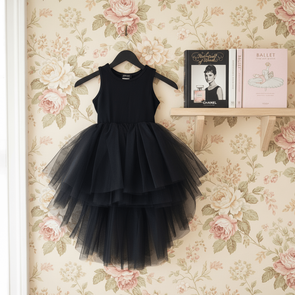 DOLLY HIGH-LOW WATERFALL TUTU DRESS black