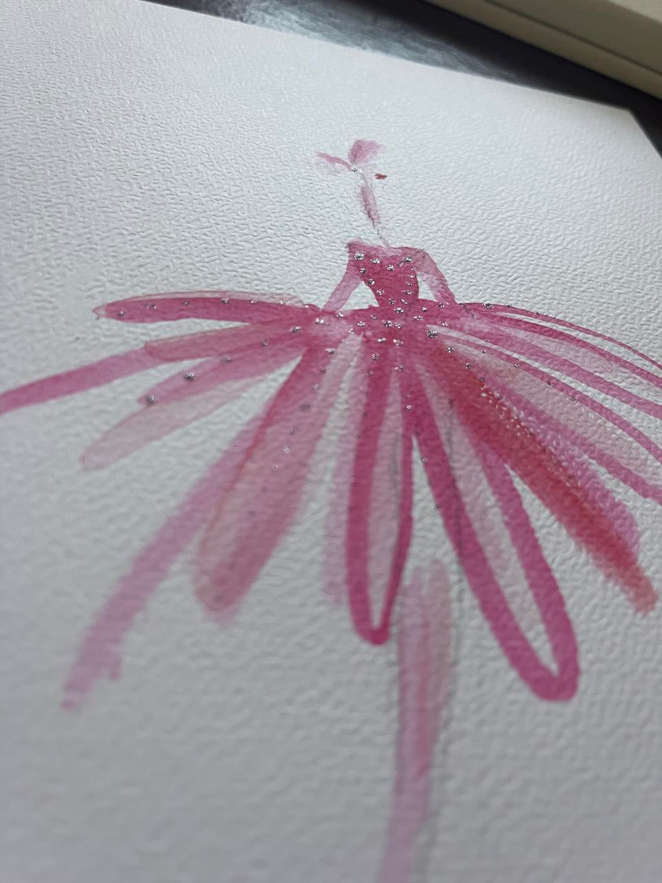DOLLY Pink Fashion Ballerina Watercolor Art Print