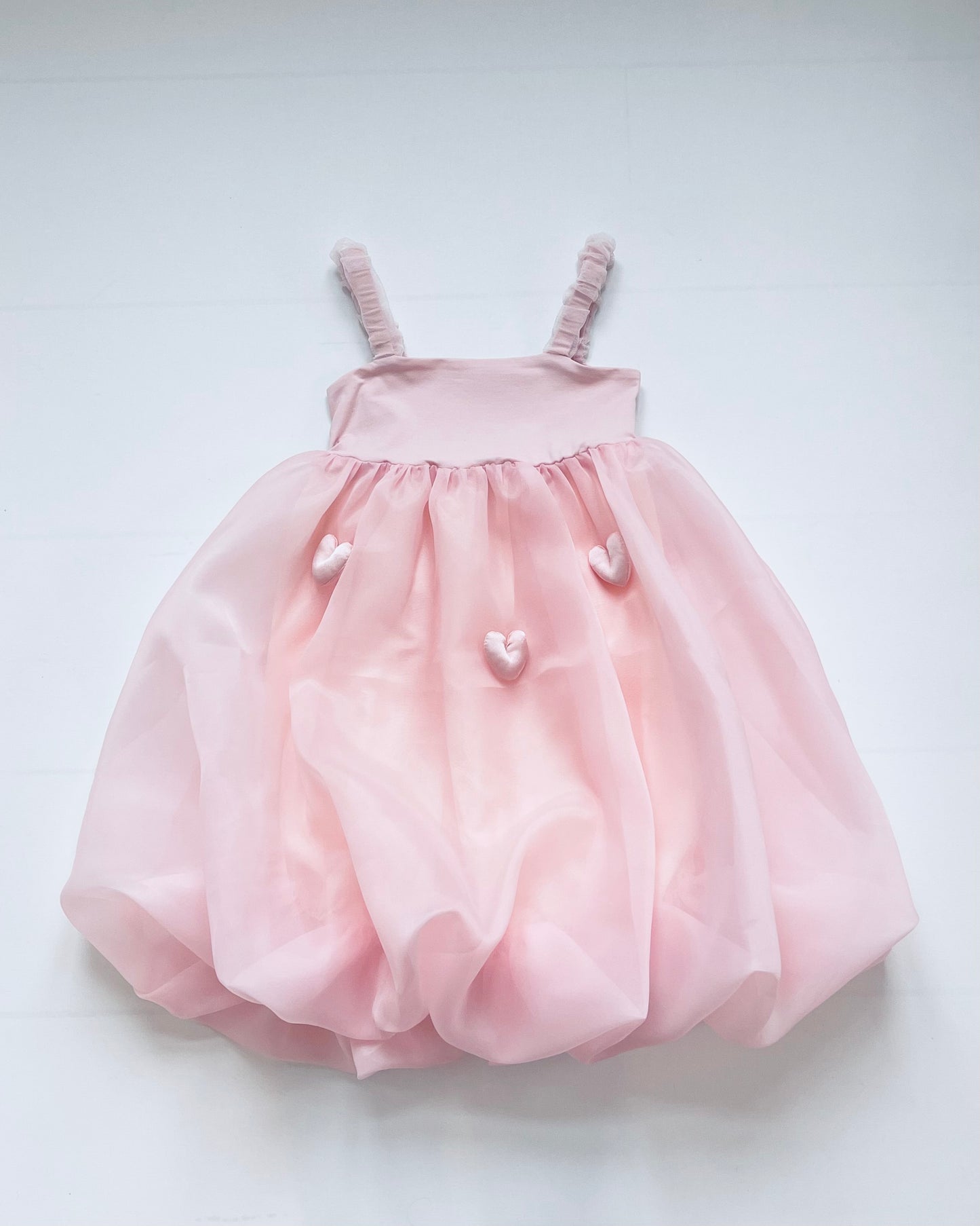 DOLLY WORLD HEART BALLOON ORGANZA DRESS WITH COTTON BODY dollypink