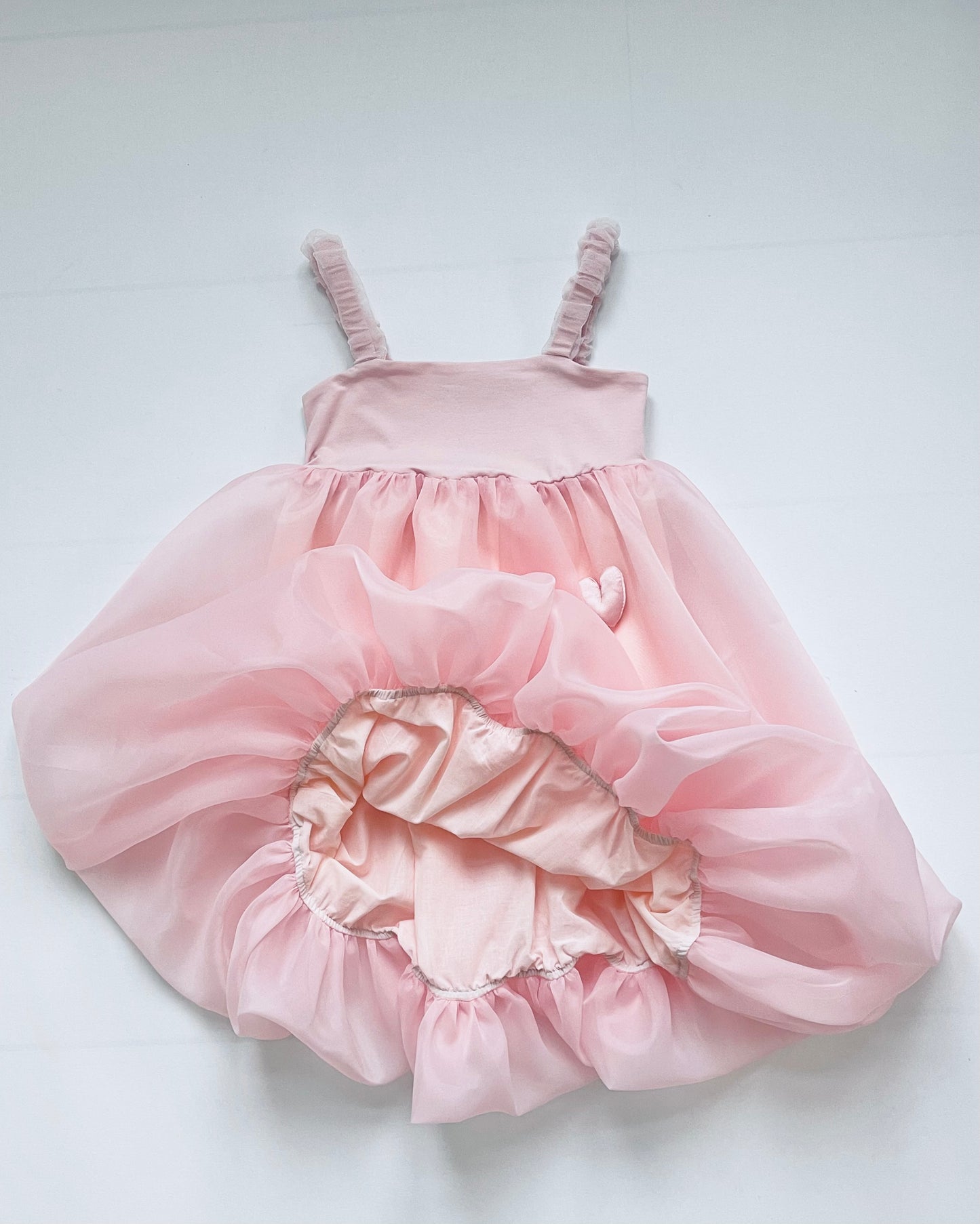 DOLLY WORLD HEART BALLOON ORGANZA DRESS WITH COTTON BODY dollypink