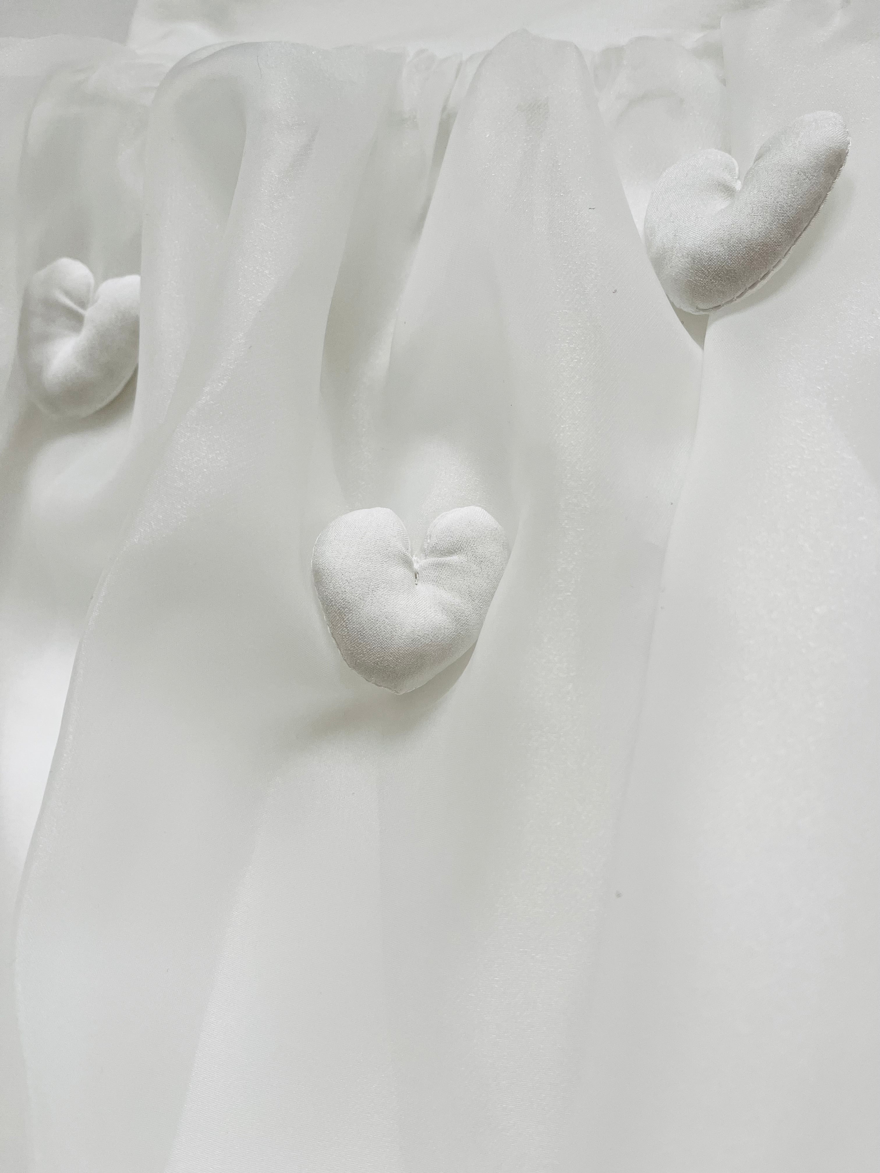 DOLLY WORLD HEART BALLOON ORGANZA DRESS WITH COTTON BODY white