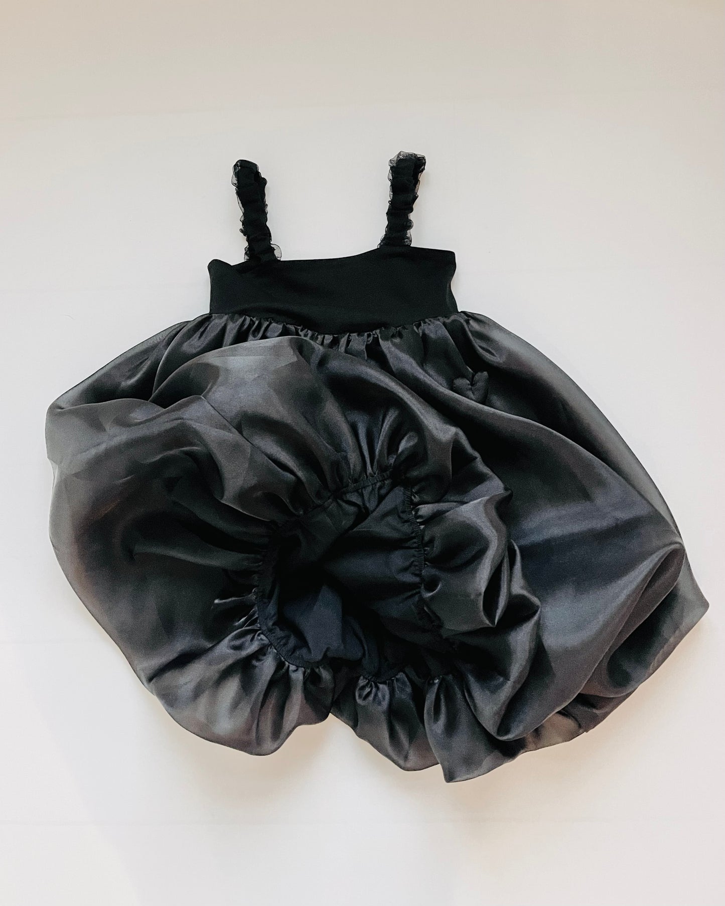 DOLLY WORLD HEART BALLOON ORGANZA DRESS WITH COTTON BODY black