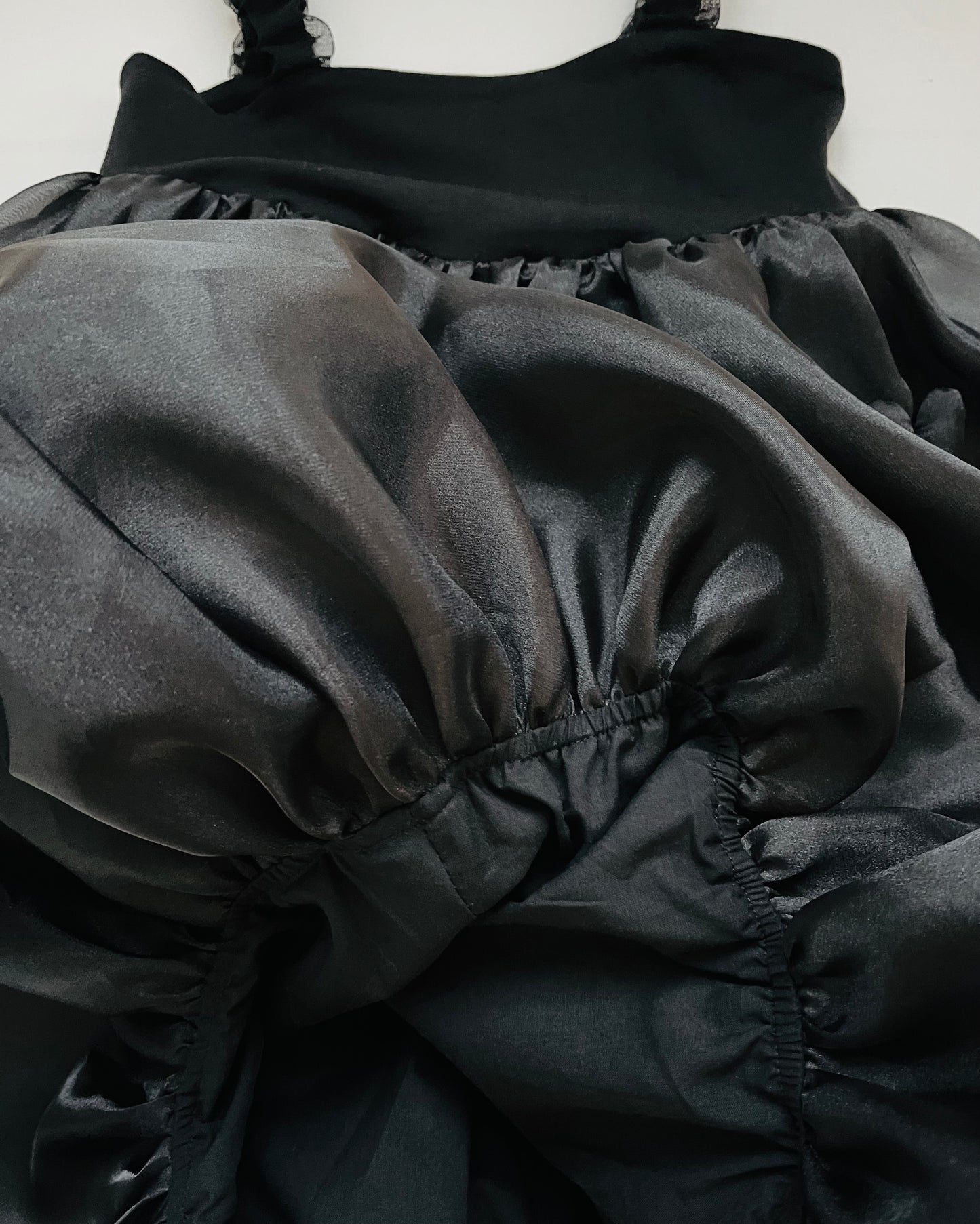 DOLLY WORLD HEART BALLOON ORGANZA DRESS WITH COTTON BODY black