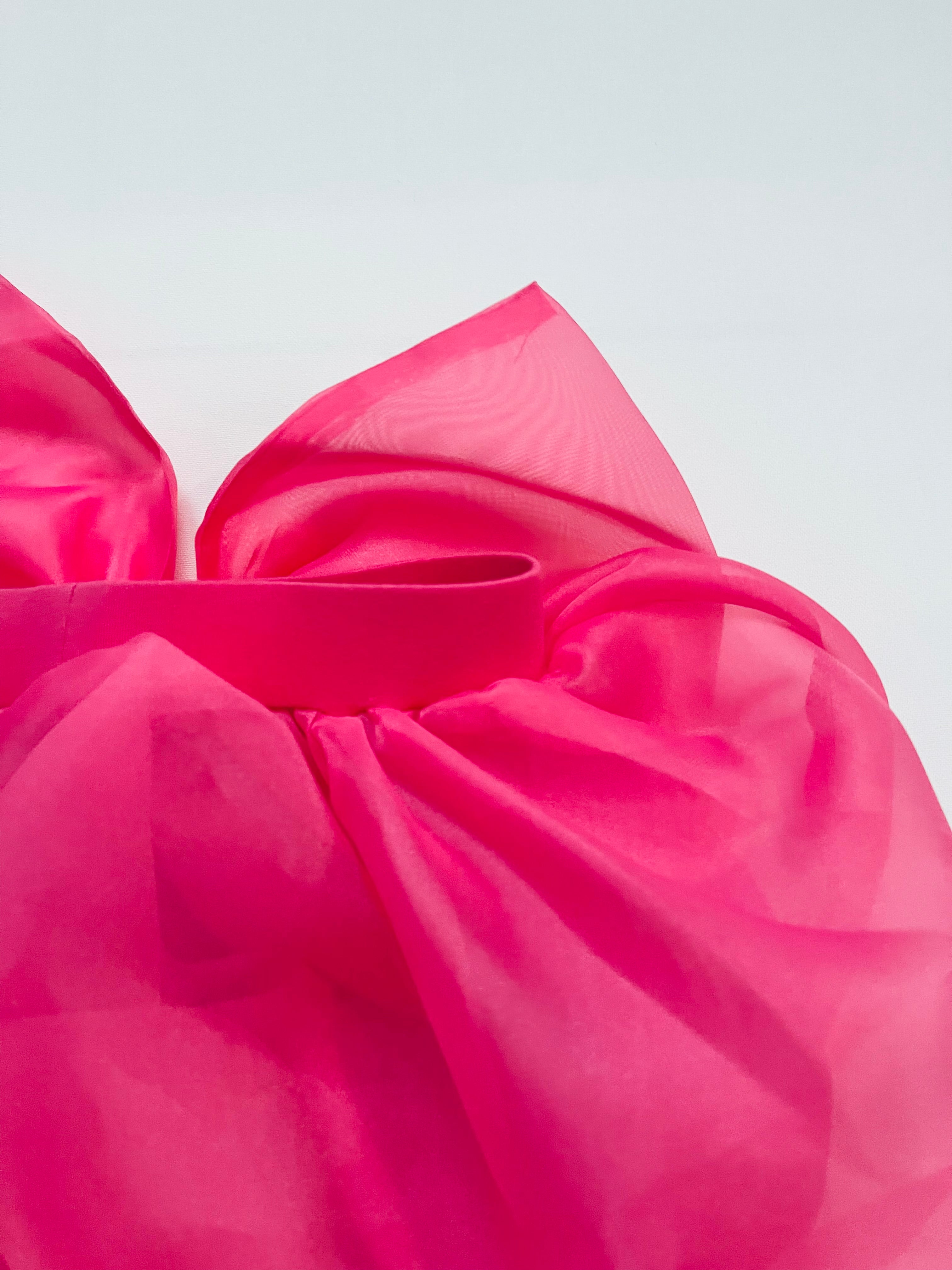 DOLLY WORLD BIG BOW PUFF BALLOON ORGANZA SKIRT barbiepink