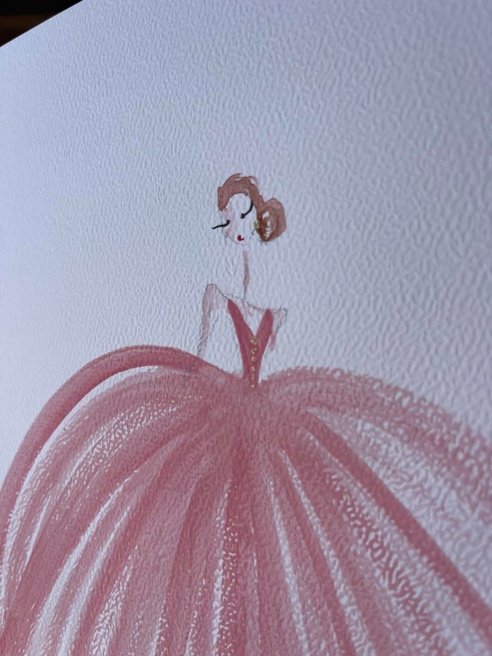 DOLLY Pink Ballgown Ballerina Watercolor Art Print