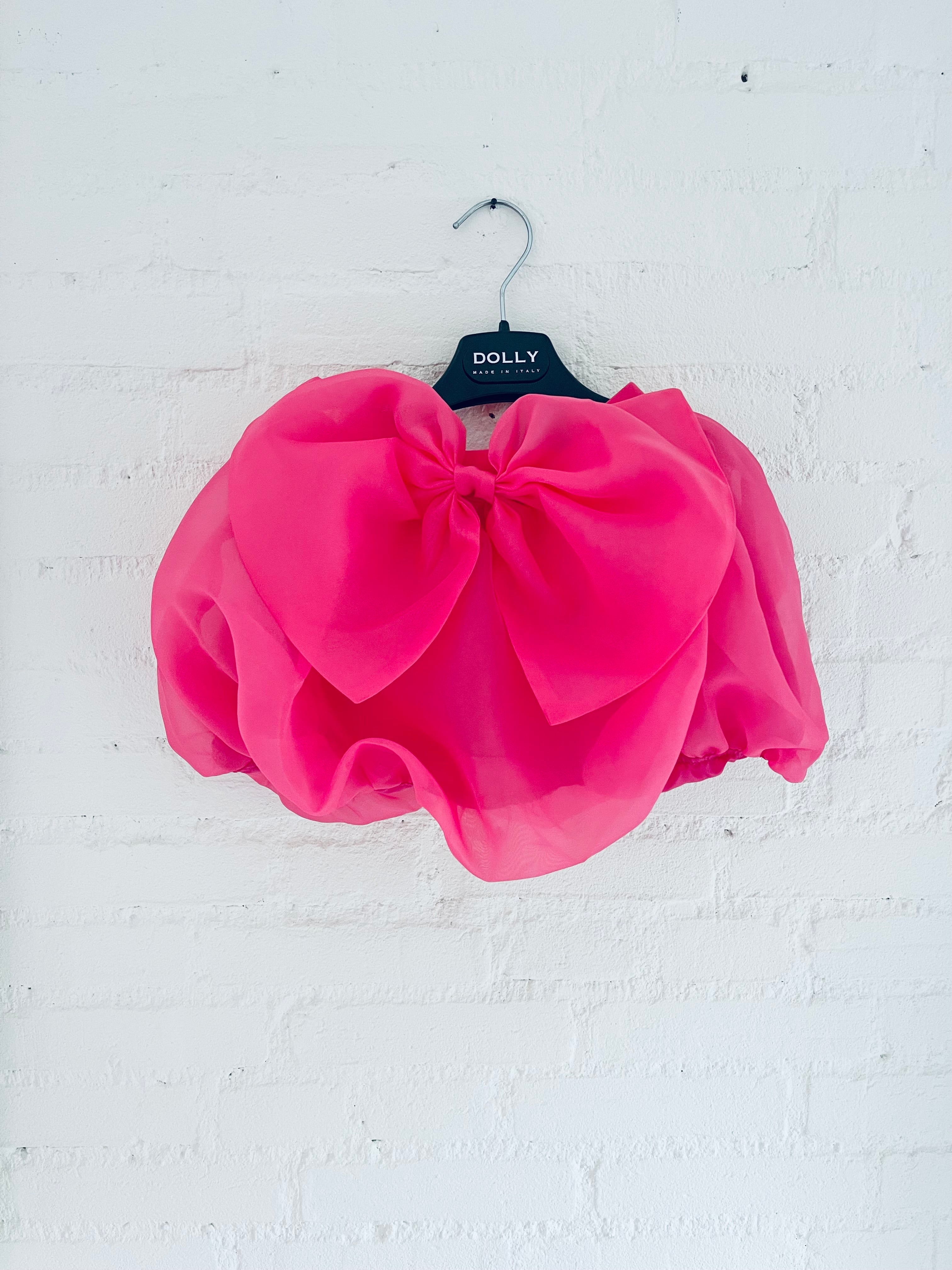 DOLLY WORLD BIG BOW PUFF BALLOON ORGANZA SKIRT barbiepink