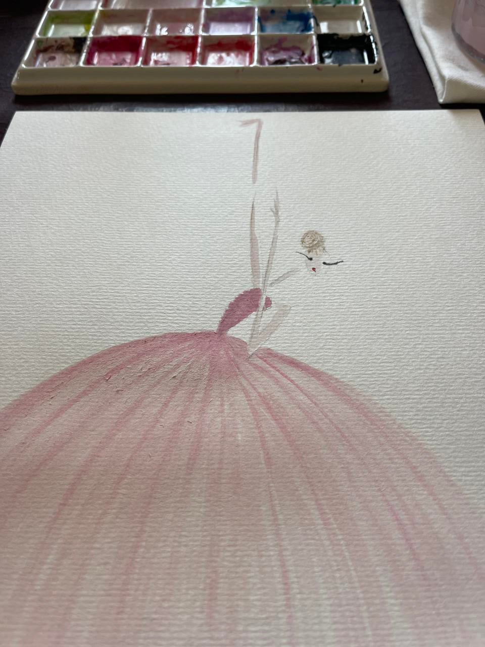 DOLLY Pink Pearl Ballerina Watercolor Art Print