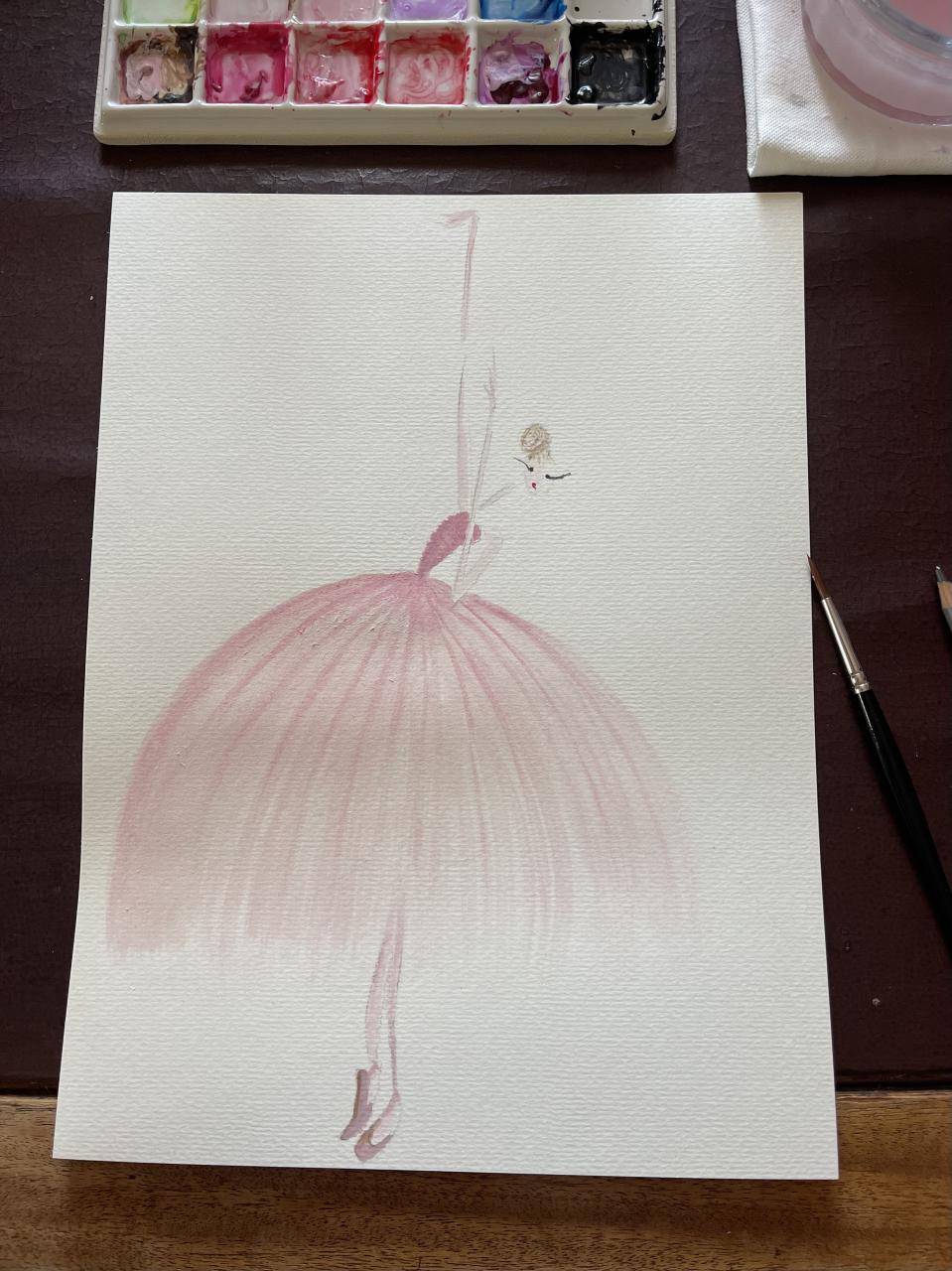 DOLLY Pink Pearl Ballerina Watercolor Art Print