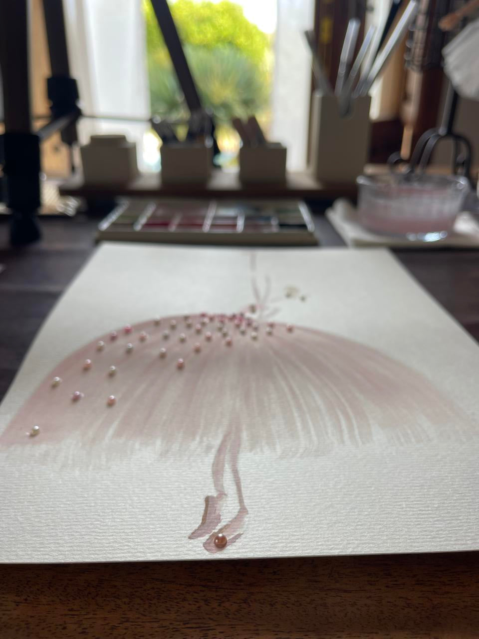 DOLLY Pink Pearl Ballerina Watercolor Art Print