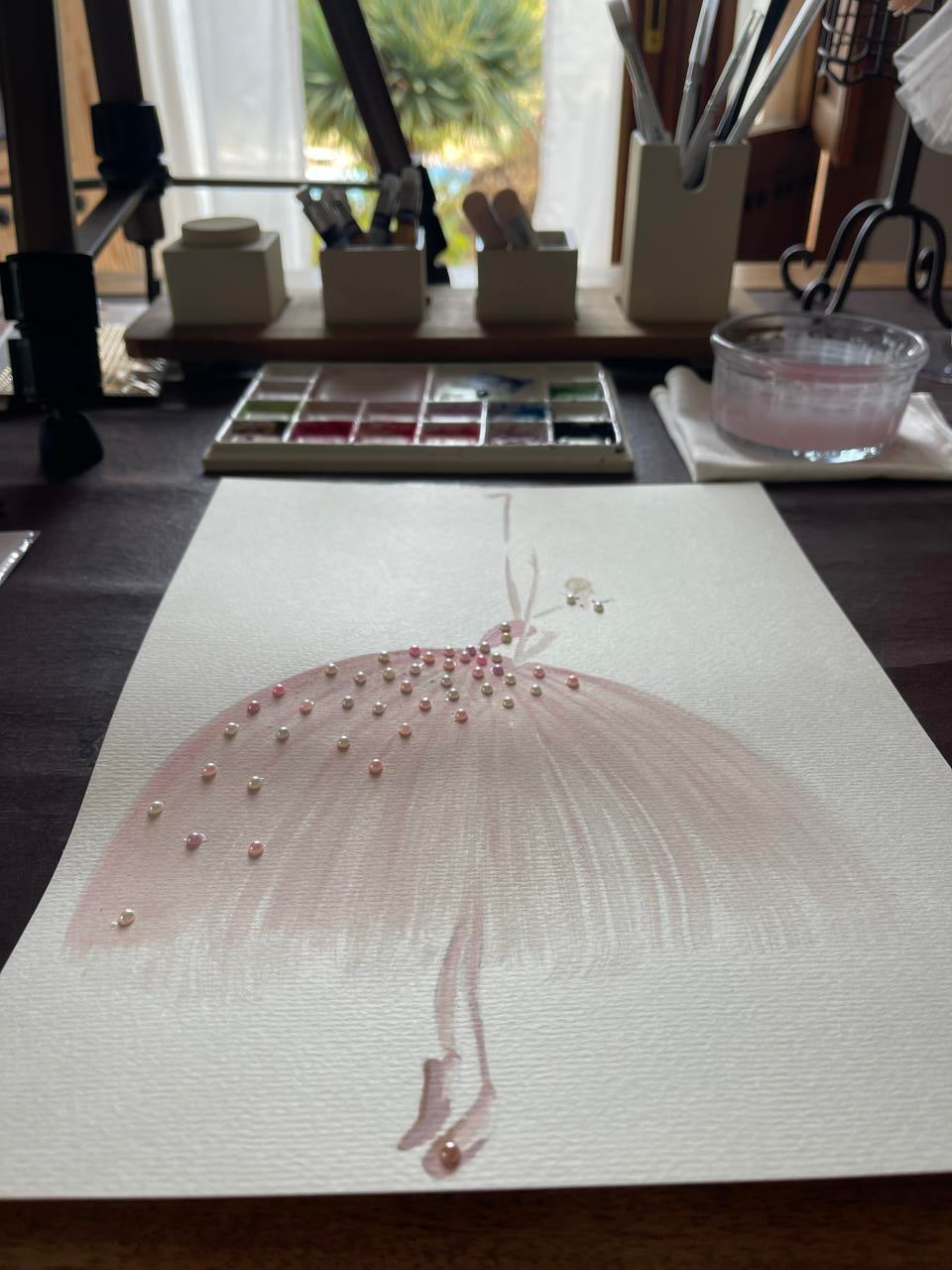 DOLLY Watercolor Pink Pearls Ballerina Kids Tee