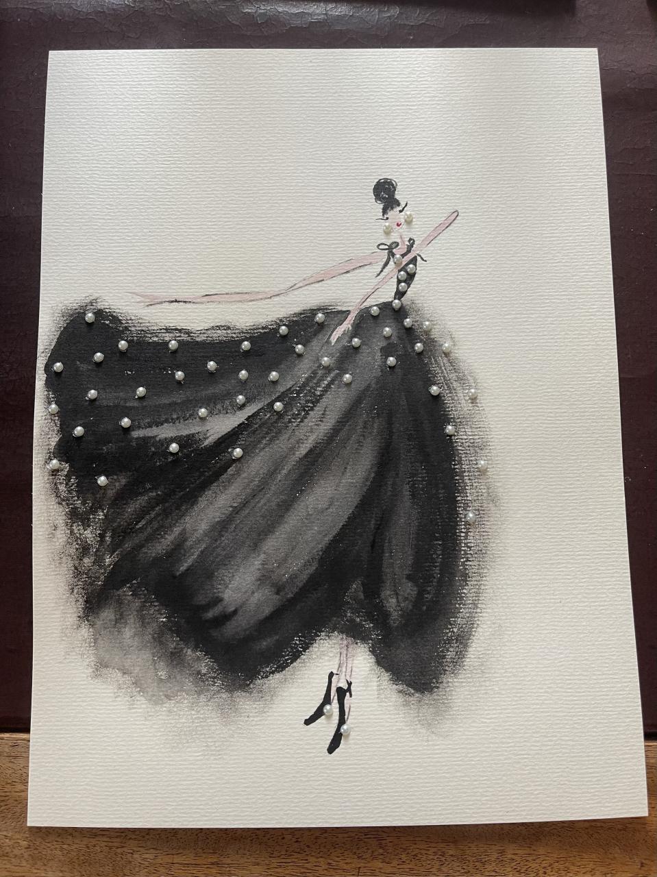 DOLLY Watercolor Black Pearl Ballerina Kids Tee