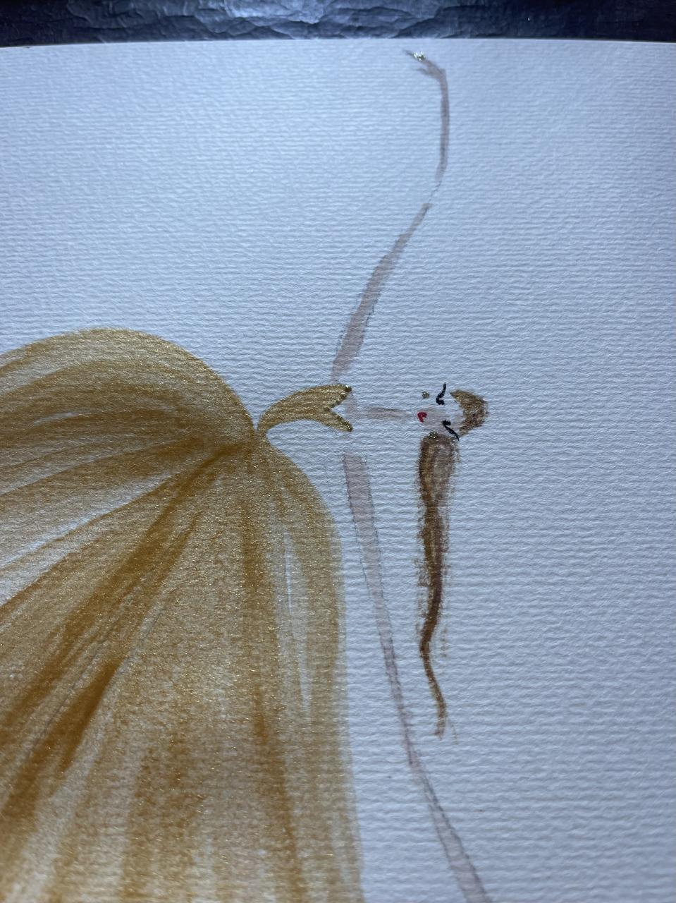 DOLLY Watercolor Gold Ballerina Kids Tee