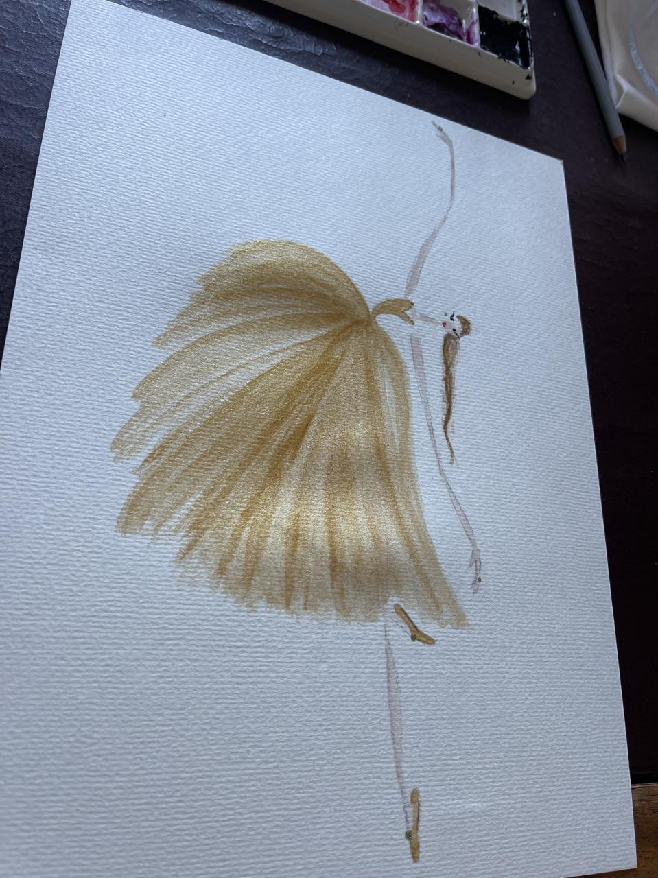 DOLLY Watercolor Gold Ballerina Kids Tee