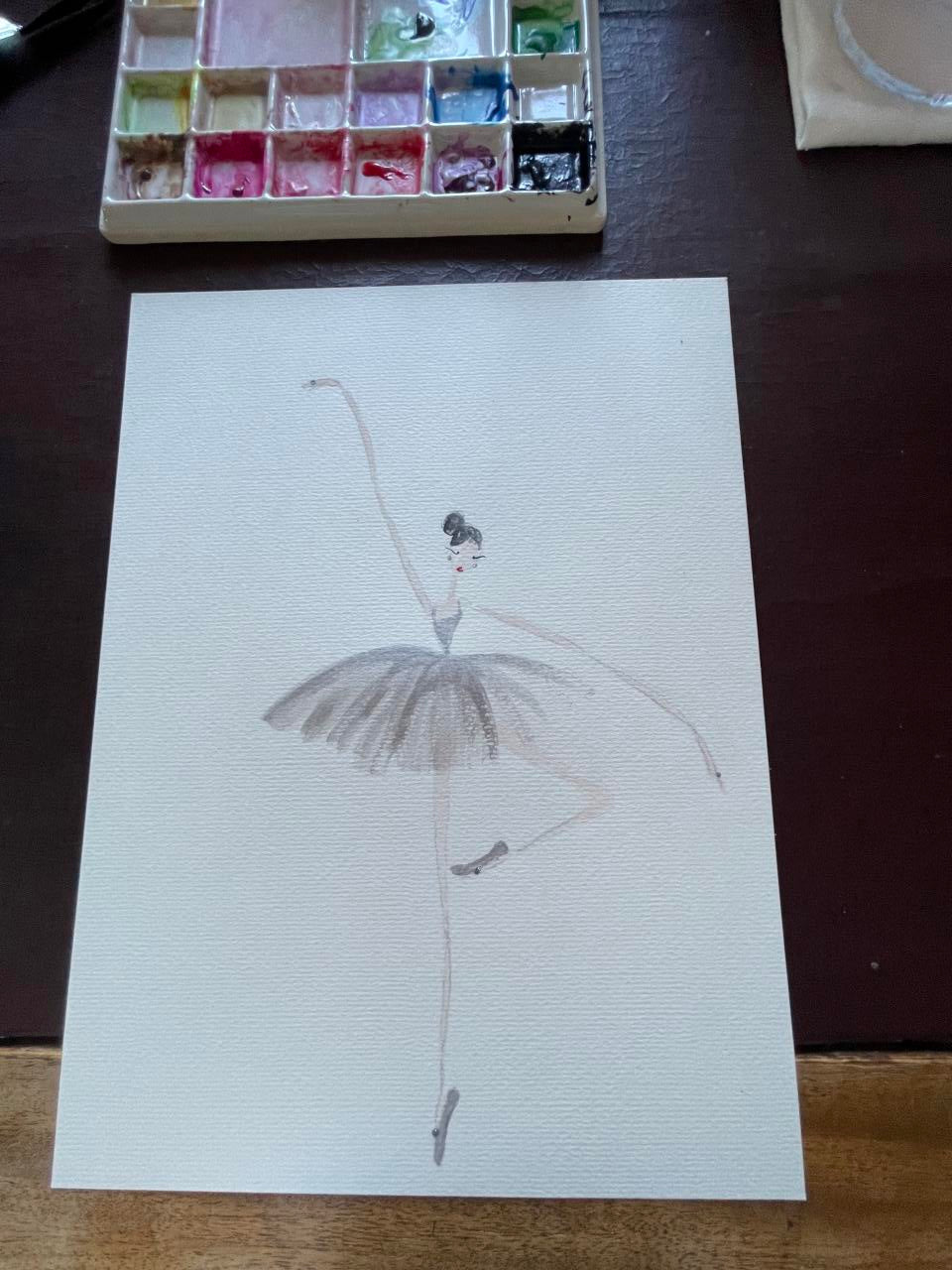 DOLLY Watercolor Silver Ballerina Kids Tee