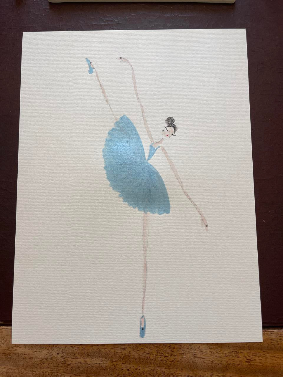 DOLLY Watercolor Blue Ballerina  Kids Tee