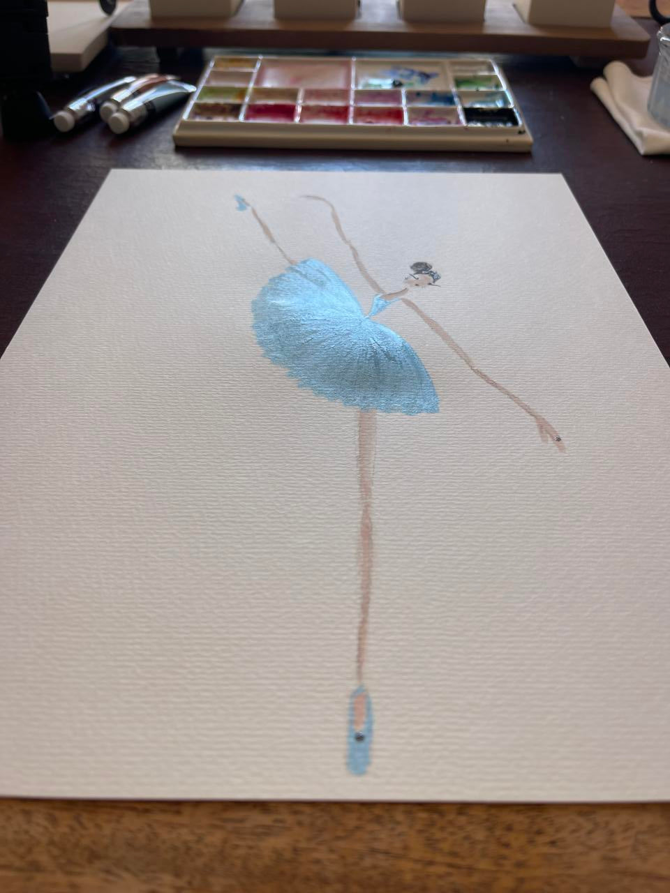 DOLLY Watercolor Blue Ballerina  Kids Tee