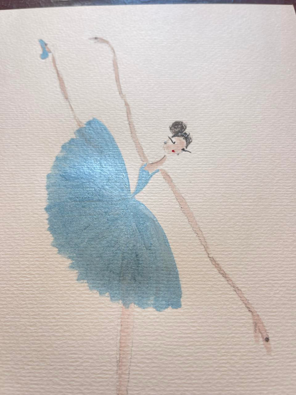 DOLLY Watercolor Blue Ballerina  Kids Tee