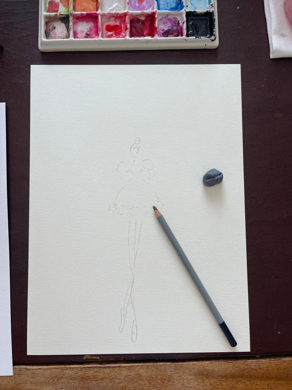 DOLLY Long Legs Frilly Dress Watercolor Art Print