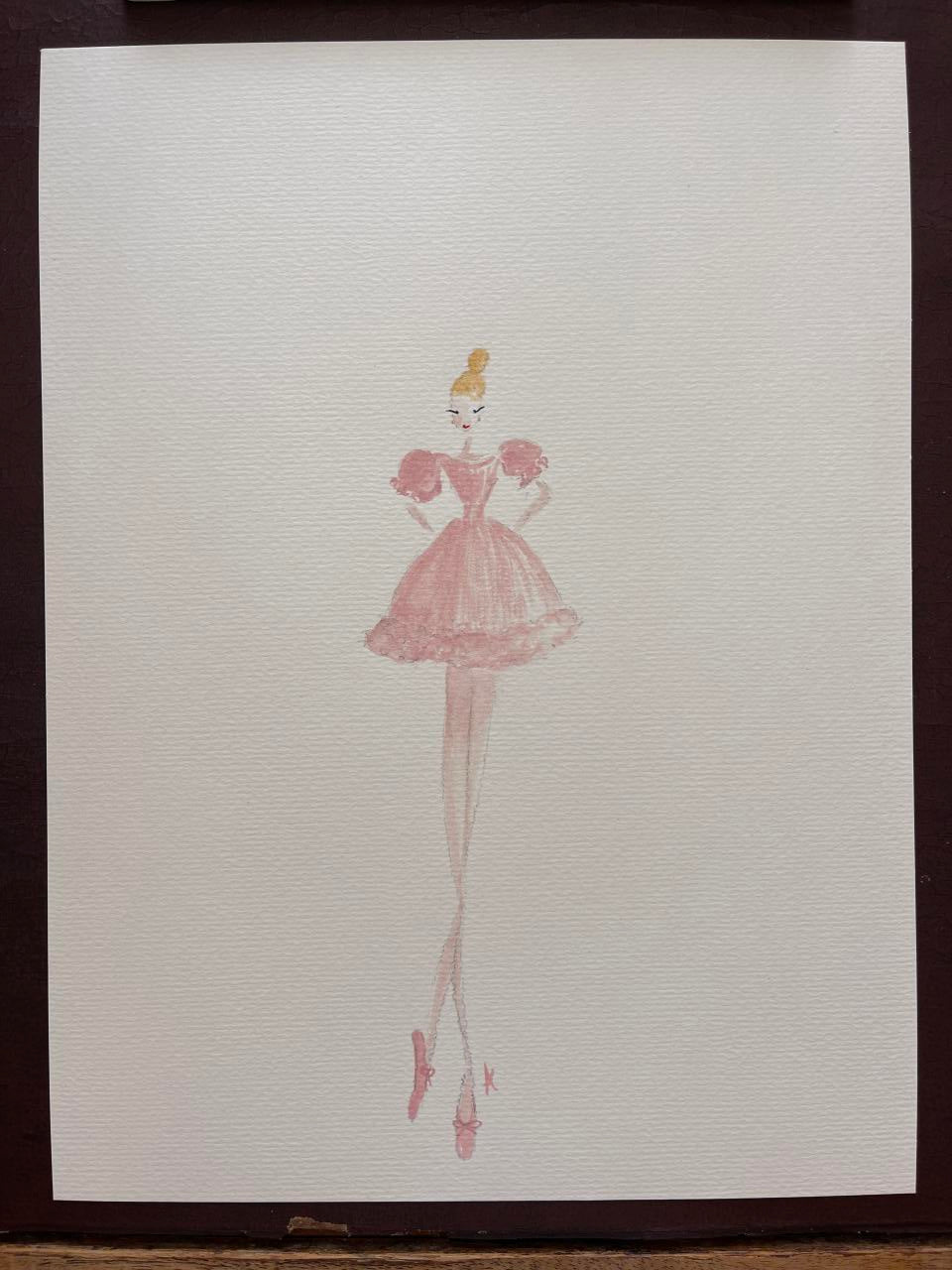 DOLLY Watercolor Long Legs Ballerina Frilly Dress Kids Tee